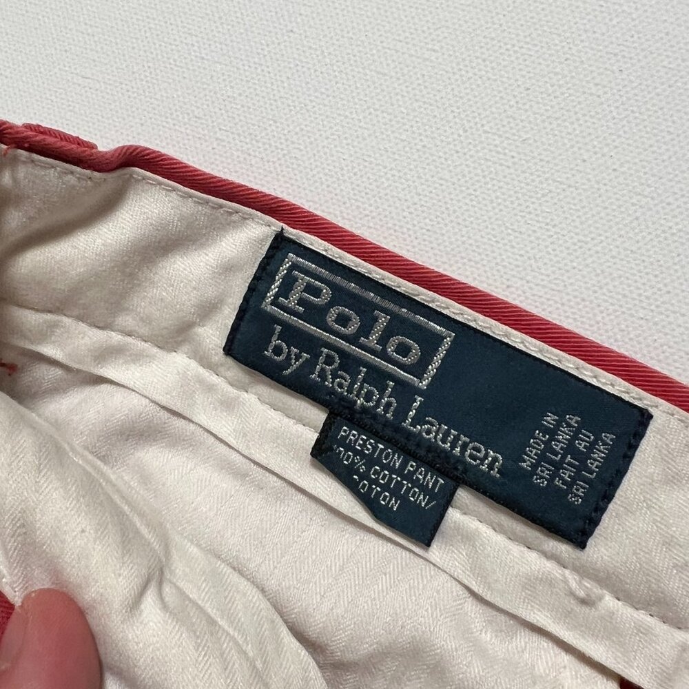 Polo Ralph Lauren Preston Pants Chino Flat Front Salmon Pink Men's size 32x32 - Picture 3 of 7